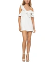 BCBGMAXAZRIA RUFFLED ASYMMETRICAL ROMPER