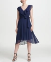 DKNY RUFFLE V-NECK CHIFFON DRESS