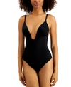 Spanx Suit Your Fancy Plunge Low-back Thong Bodysuit In Very Black
