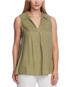 Vince Camuto Sleeveless Split Neck Linen Tunic In Soft Willow