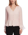 Vince Camuto Women's Flutter Cuff Button Front Blouse In Fresh Pink