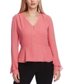 Vince Camuto Women's Flutter Cuff Button Front Blouse In Coral Blossom