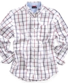 Tommy Hilfiger Little Boys Button-front Cotton Plaid Shirt In Classic White