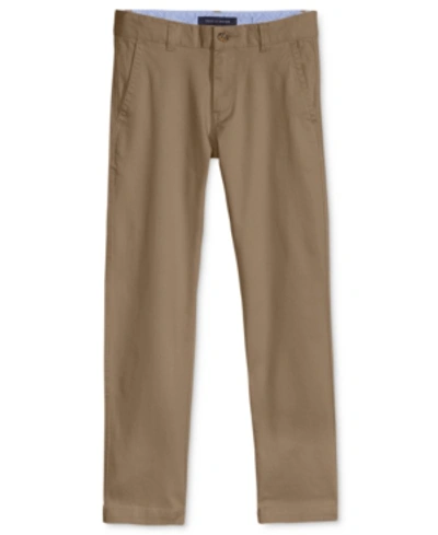 Tommy Hilfiger Kids' Big Boys Flat Front Stretch Chino Pant In Gold Khaki