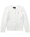 Polo Ralph Lauren Toddler Girls Cable-knit Cotton Cardigan In Warm White
