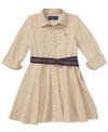 Polo Ralph Lauren Little Girls Chino Cotton Shirtdress In Classic Khaki