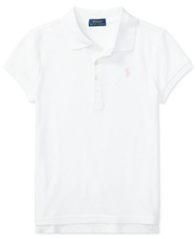 Polo Ralph Lauren Kids' Stretch Cotton Mesh Polo Shirt In White