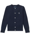 Polo Ralph Lauren Toddler Girls Cable-knit Cotton Cardigan In Hunter Navy