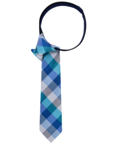 Tommy Hilfiger Kids' Big Boys All-over Buffalo Grid Zipper Tie In Navy