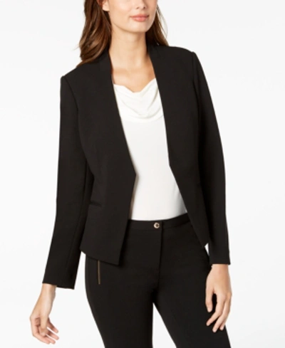 Calvin Klein Plus Size Open-front Soft Crepe Blazer In Black