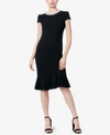 BETSEY JOHNSON PETITE EMBELLISHED RUFFLE-HEM SHEATH DRESS