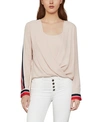 BCBGMAXAZRIA FAUX-WRAP HIGH-LOW BLOUSE