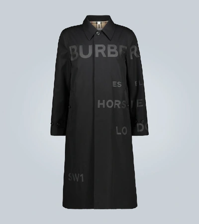 Burberry Horseferry 印花棉质嘎巴甸轻便大衣 In Black