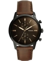 FOSSIL MEN'S CHRONOGRAPH TOWNSMAN BROWN LEATHER STRAP WATCH 44MM