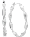 ESSENTIALS AND NOW THIS TWISTED SMALL MEDIUM HOOP EARRINGS IN SILVER PLATE