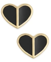 Kate Spade Gold-tone Heart Stud Earrings In Black