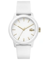 Lacoste Women's 12.12 White Rubber Strap Watch 36mm Women's Shoes In White