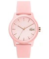Lacoste Women's 12.12 Pink Rubber Strap Watch 36mm Women's Shoes In Pink