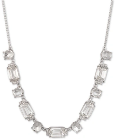 Givenchy Pave & Stone Collar Necklace, 16" + 3" Extender In Silver
