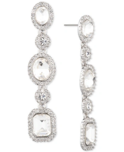 Givenchy Pave & Stone Linear Drop Earrings In Silver