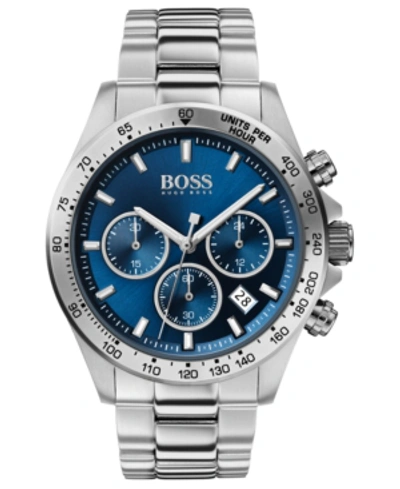 Hugo Boss Men's Chronograph Hero Stainless Steel Bracelet Watch 43mm In Silver