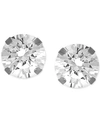 ESSENTIALS CUBIC ZIRCONIA 1/4" STUD SILVER PLATE EARRINGS