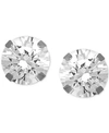 Essentials Cubic Zirconia 1/4" Stud Silver Plate Earrings In Silver