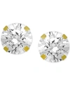 Essentials Cubic Zirconia 1/4" Stud Silver Plate Earrings In Gold