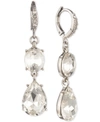 GIVENCHY SILVER-TONE CRYSTAL DOUBLE DROP EARRINGS