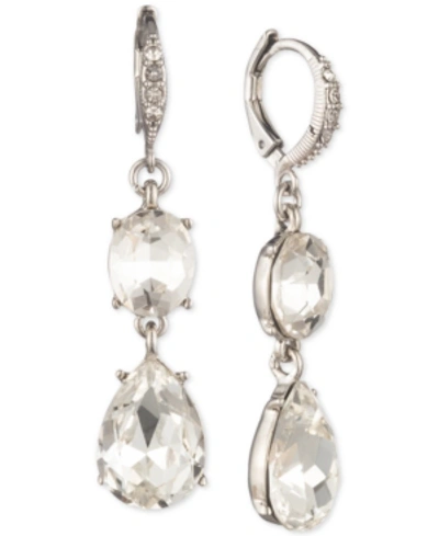 Givenchy Silver-tone Crystal Double Drop Earrings