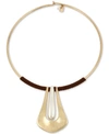 ROBERT LEE MORRIS SOHO TWO-TONE SCULPTURAL 16-1/2" SUEDE-WRAPPED WIRE COLLAR PENDANT NECKLACE
