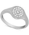 Essentials And Now This Crystal Pave Disc Ring In Rose Gold-plate In Silver