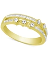 Essentials And Now This Silver Plated Gold Crystal Double Band Ring In Gold