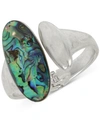 ROBERT LEE MORRIS SOHO SILVER-TONE OVAL STONE SCULPTURAL BANGLE BRACELET