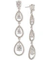 GIVENCHY SILVER-TONE CRYSTAL LINEAR DROP EARRINGS