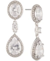 GIVENCHY SILVER-TONE CRYSTAL DROP EARRINGS