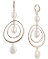 GIVENCHY GOLD-TONE GENUINE BAROQUE PEARL (9-12MM) ORBITAL DROP EARRINGS