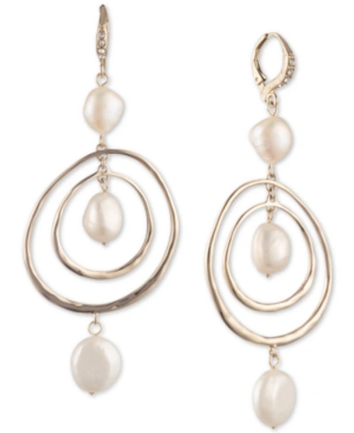 Givenchy Gold-tone Genuine Baroque Pearl (9-12mm) Orbital Drop Earrings