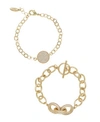 Ettika Mixed Crystal Disc Link Chain Women's Bracelet Set In Gold