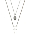 Ettika Like A Prayer Layered Cross And Coin Women's Necklace In Silver