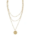 Ettika Compass Keepsake Layered 18k Gold Plated Necklace, 14-17 In Gold