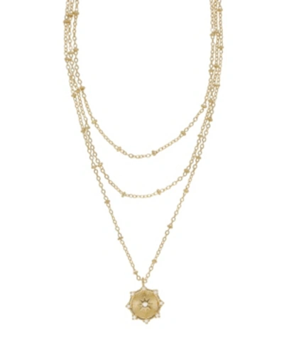 Ettika Compass Keepsake Layered 18k Gold Plated Necklace, 14-17
