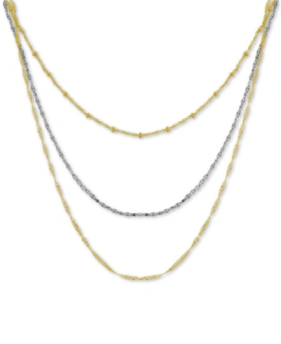 ESSENTIALS SILVER PLATED MULTI-CHAIN 18" LAYERED STATEMENT NECKLACE