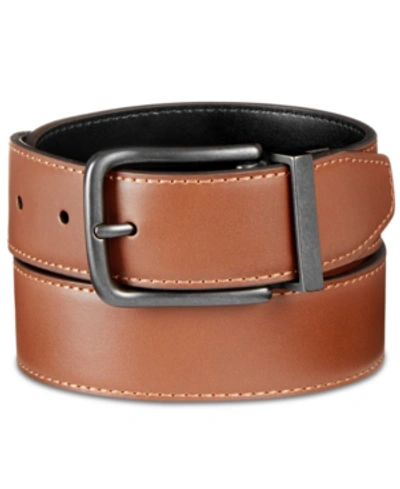 Original Penguin Men's Bubble Reversible Leather Belt In Dark Brown