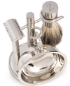 Bey-berk Men's Chrome Monogrammed Safety Razor & Brush Set In 'z'