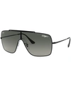 Ray Ban Wings Ii Sunglasses Black Frame Grey Lenses 01-35 In Black/grey Gradient Dark Grey