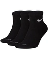 Nike Dri-fit Cushion Quarter Socks 3-pack In Black