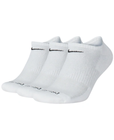 Nike Men's Everyday Plus Cushion Training No-show Socks 3 Pairs In White
