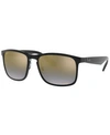 Ray Ban Rb4264 Chromance Sunglasses Black Frame Blue Lenses Polarized 58-18 In Black/blue Mir Gold Gradient Polar
