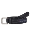 Tommy Hilfiger Men's Tri-color Ribbon Inlay Leather Belt In Black